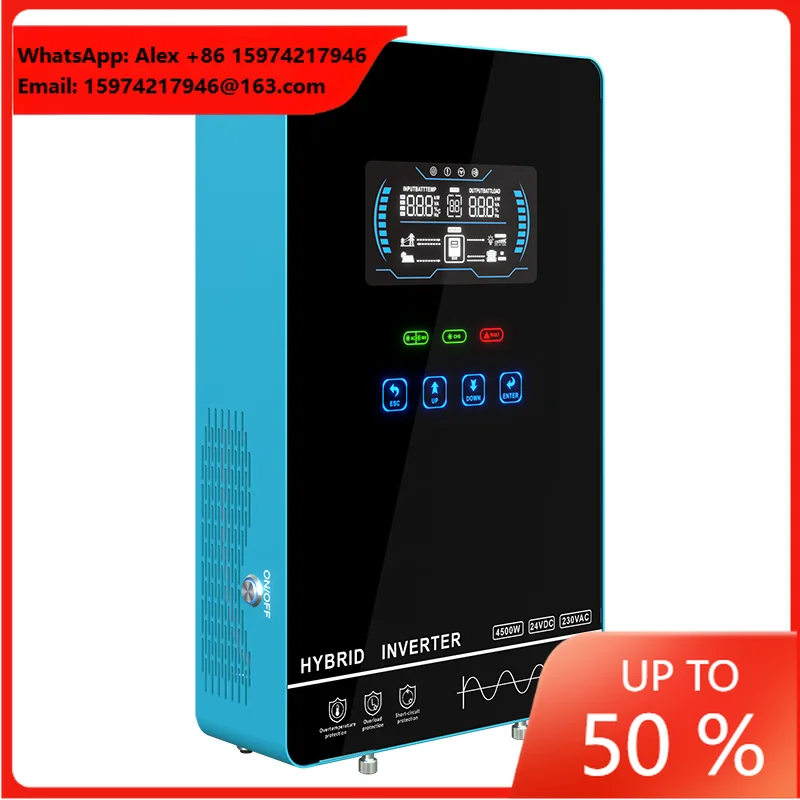 MPS-VX Unique Glass Top Cover Touchable Buttons 4500W 24VDC 230VAC 50HZ 150A MPPT Inverter High Frequency Inverter