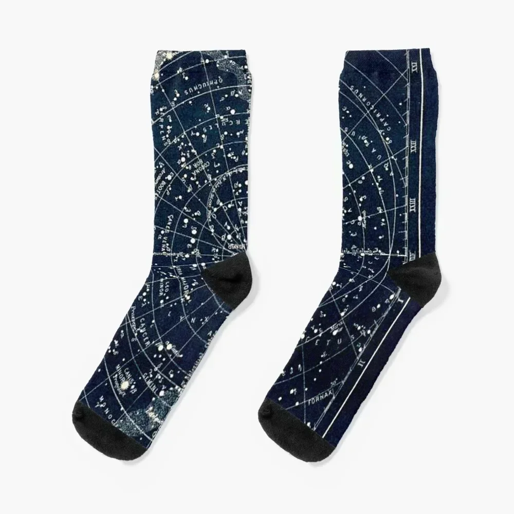 

THE STAR CONSTELLATIONS : Vintage 1900 Galaxy Print Socks winter thermal aesthetic sports stockings Socks Man Women's