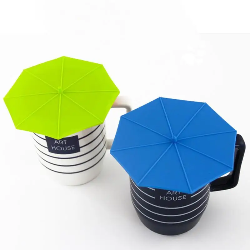 Umbrella Design Cup Cover Reusable Silicone Drink Coffee Mug Lids To Keep Drink Warm Or Cold For Tea Pots Coffee Tea Accessories