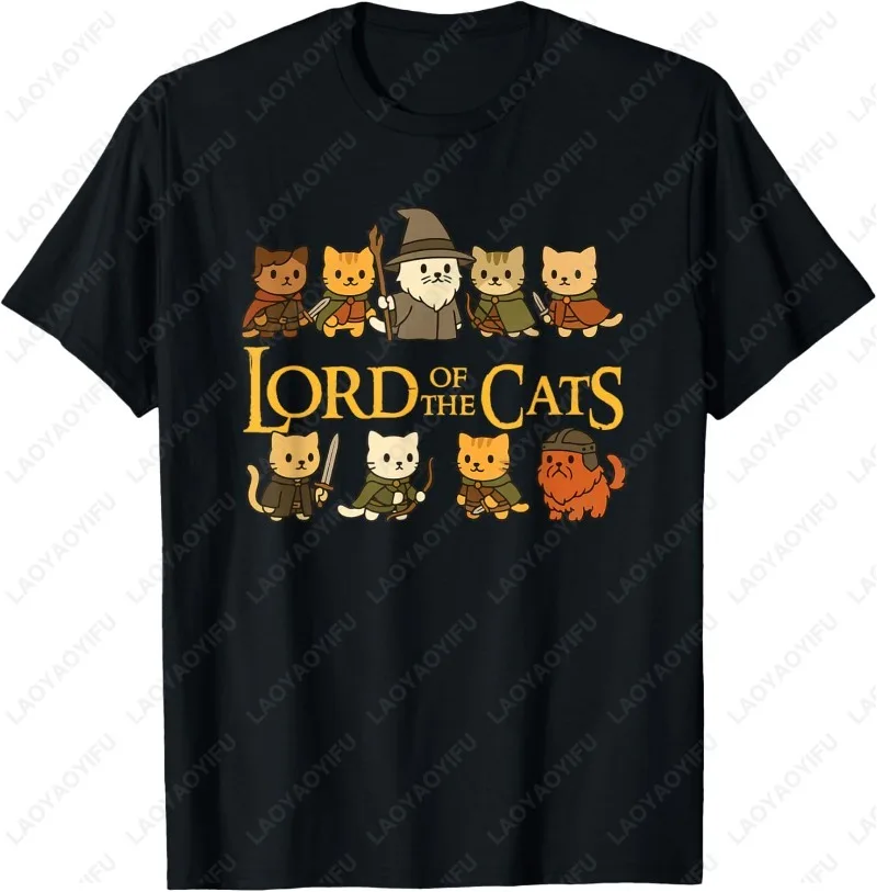 Lord of The Cats Lover Kitten Owner Kitty Cotton T-Shirt Cartoon Cute Casual Meowy O-neck Printed Unisex Tops Otaku Camisetas