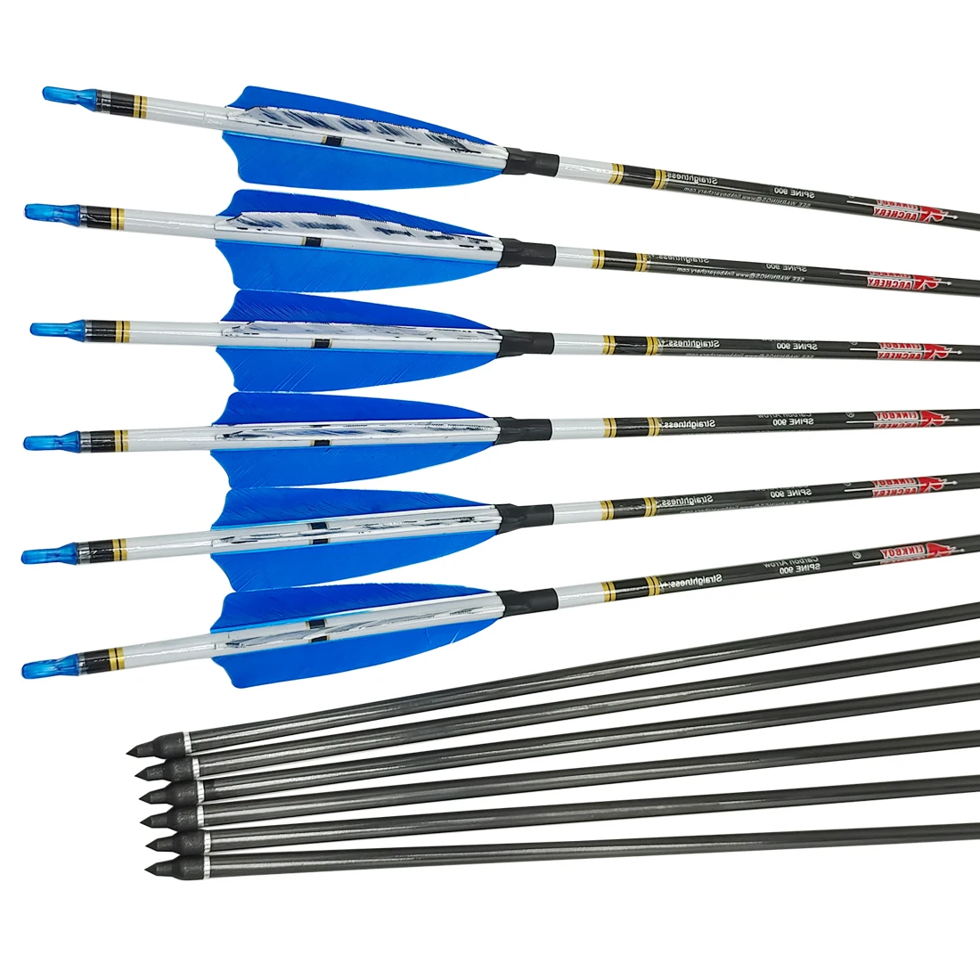 

6pcs 30/32inch Linkboy Archery ID6.2MM 100% Pure Carbon Arrows 4inch Turkey Feather Compound Bow Hunting