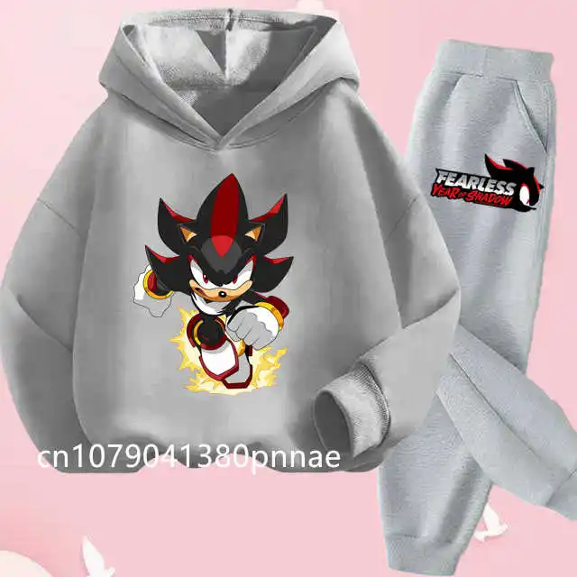 

Sonic Hedgehog Printed Boy Fashion Kawaii Trend Hoodie Sonic Hedgehog 2025 New Kids Cute Top + Pants Sports Street Casual Suit