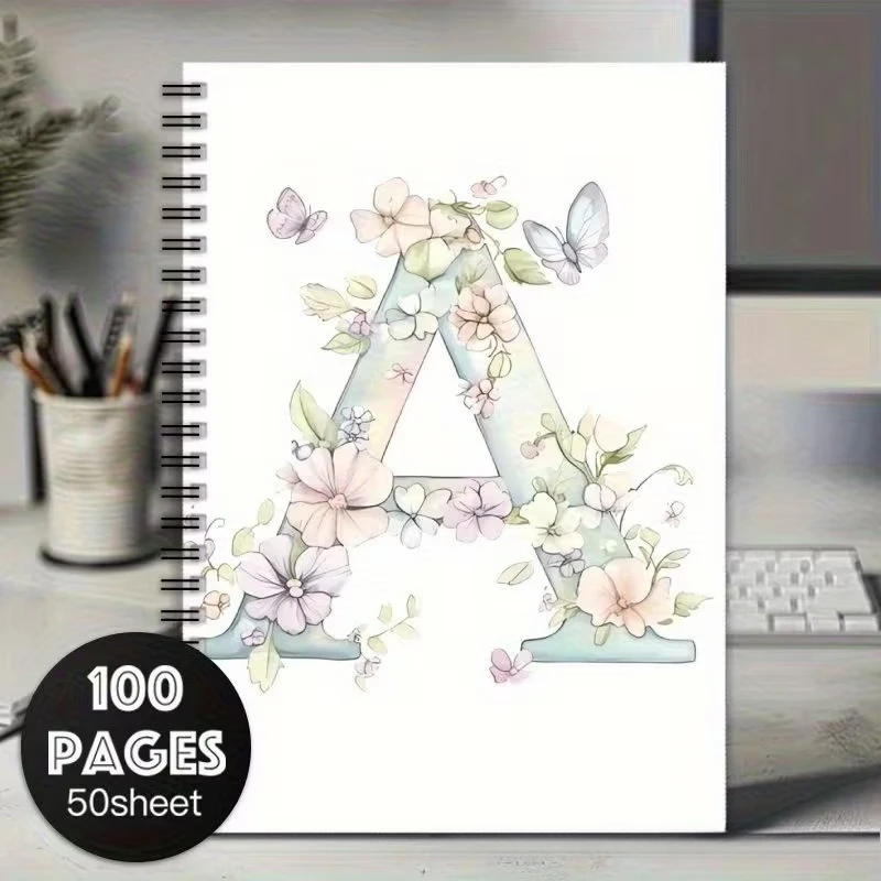 novo-caderno-espiral-a5-2026-com-alfabeto-floral-26-designs-botanicos-de-letras-diario-de-100-paginas-para-amantes-da-natureza-presente