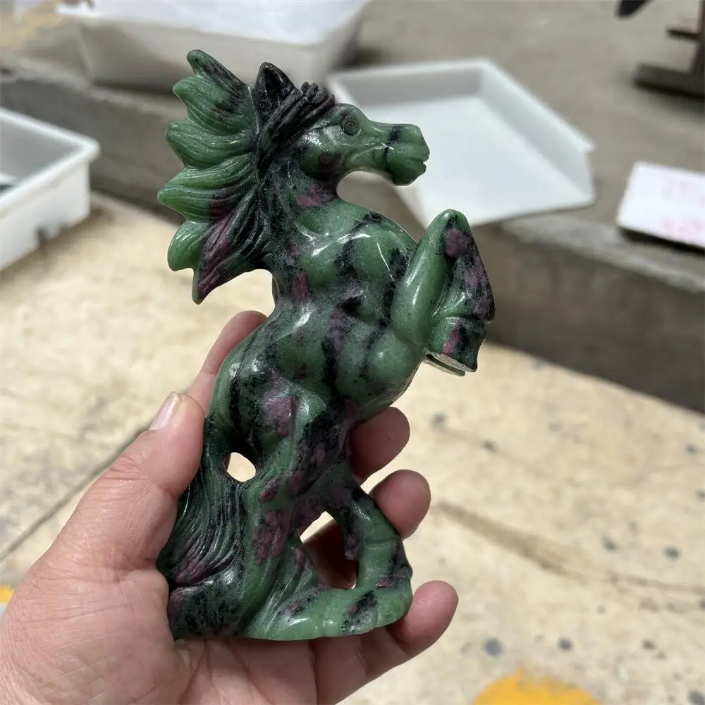 

Натуральная статуэтка лошади из кварца, полированная, мощная фигурка животного для декора дома, подарок, 1 шт.