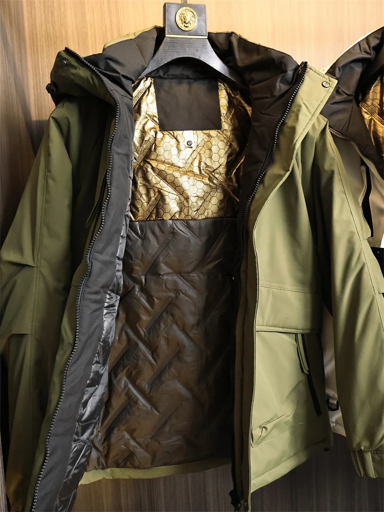 

aphene Tech ветрозащитная водонепроницаемая мужская хлопковая куртка с капюшоном, осень-зима, модная городская одежда, Thiened Long Sve на молнии...