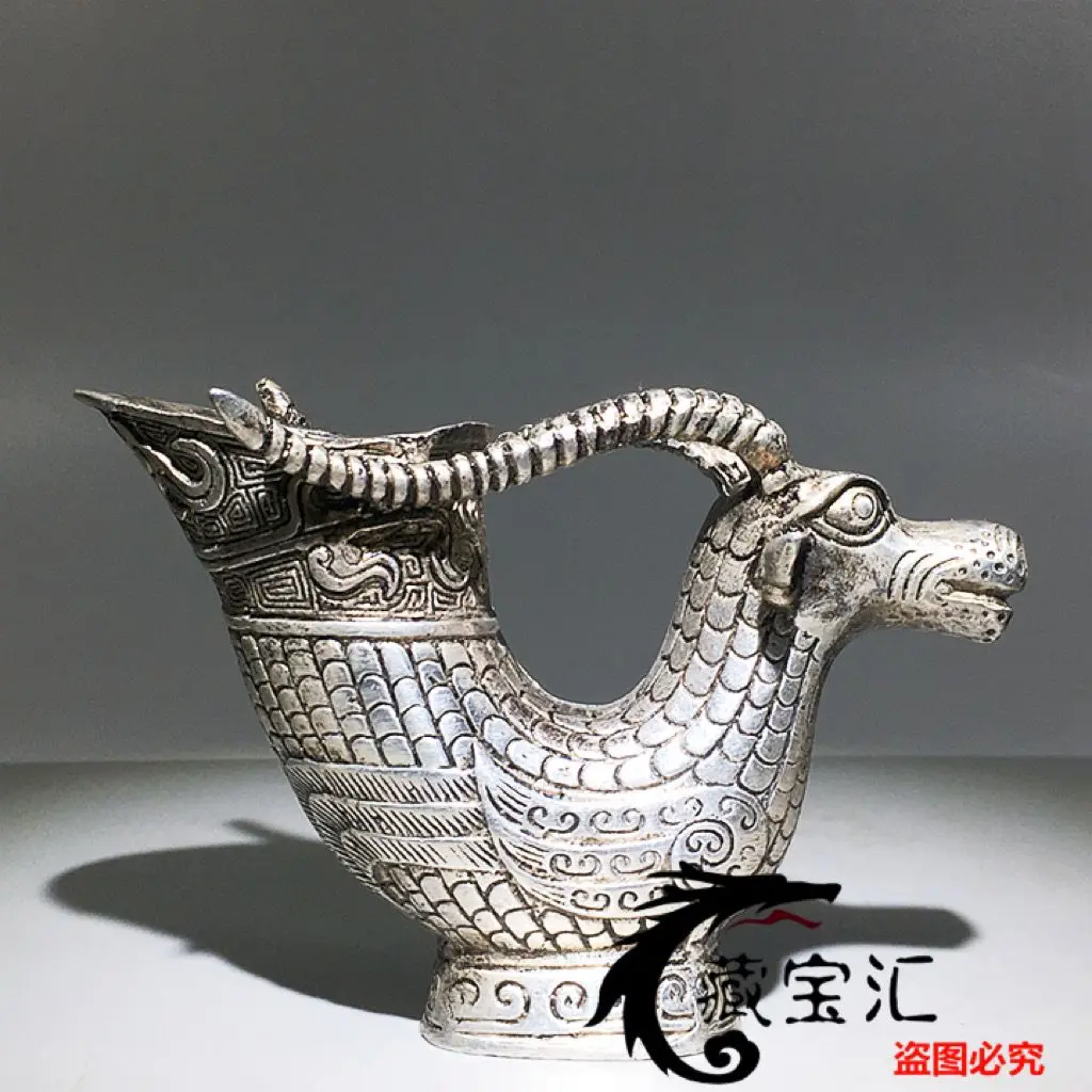 Retro Zodiac ram horn goat horn Wine Cup Wine Vessel  Ornament Decoration Tea Pet Figurines Desk Decor Accessories