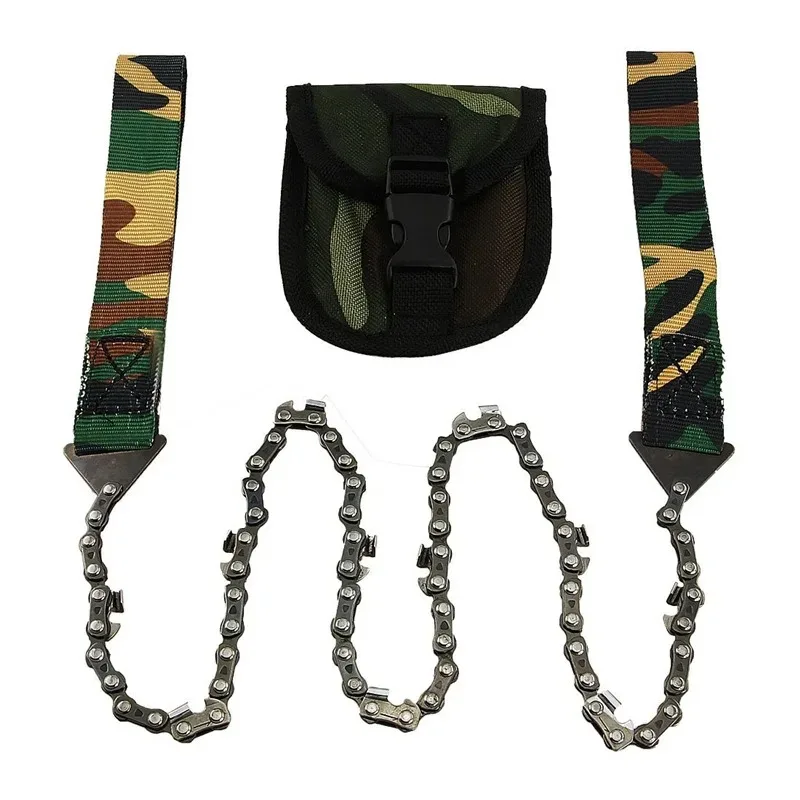 Outdoor Powerful Hand Chain Sawing Survival Wire Saw 11 Teeth Camouflage Chain Saw Camping Hiking Adventure Bushcraft Tool