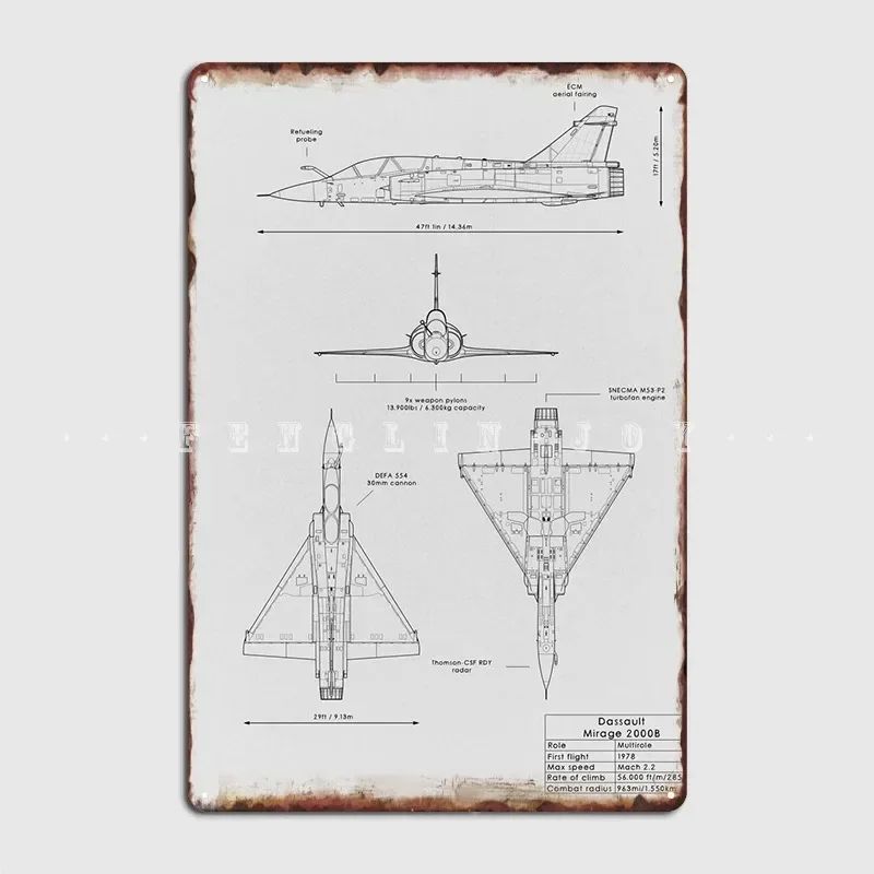 Mirage 2000b Metallschild, Kino, Küche, individuell gestaltete Wanddekoration, Blechschild, Poster