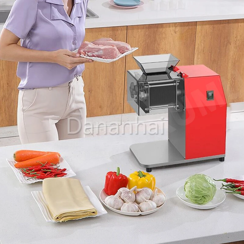 Commercial Small Meat Slicer Electric Stainless Steel Red Body Beef Slicer