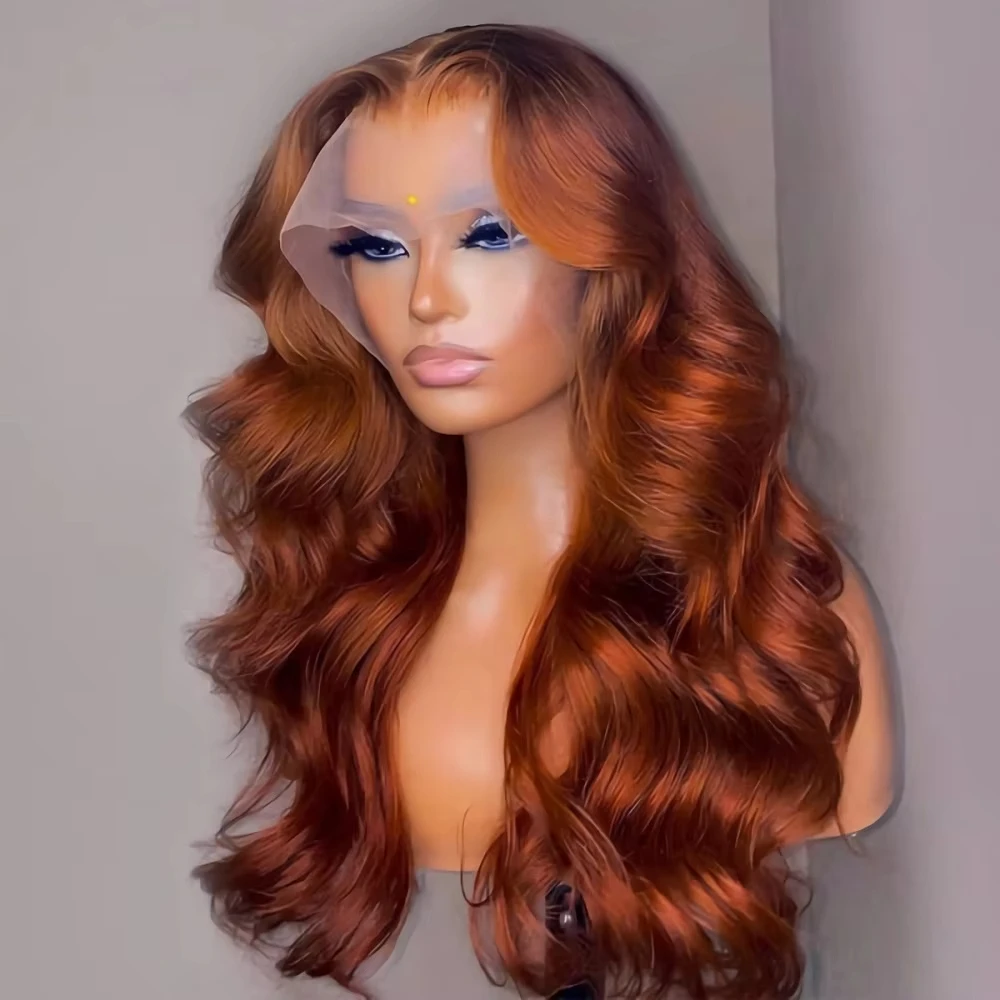

Reddish Brown Body Wave Wig 13x4 HD Lace Front Human Hair Wigs For Women 180%Density Colored Lace Frontal With Baby Hair Wig