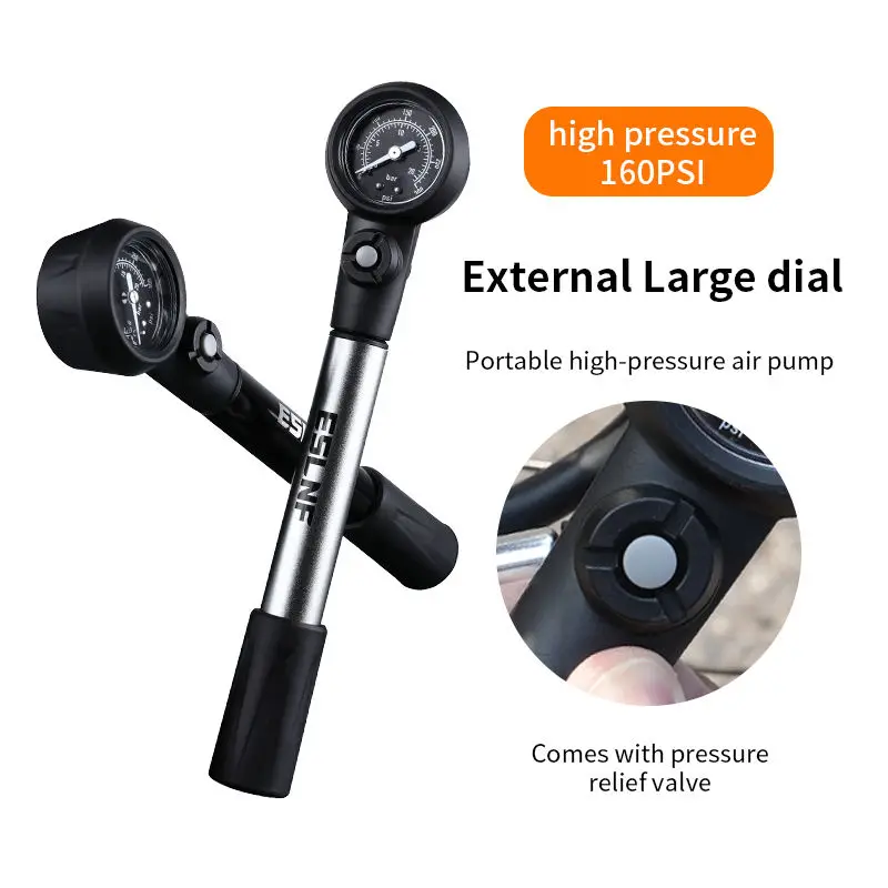 ESLNF 300PSI Bicycle Shock Pump Suspension Air Pump with Pressure Gauge for Schrader Presta Valve AV/FV Bike Fork Inflator HV/HP view 2