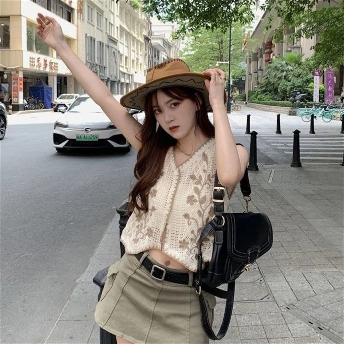 Cardigan  Vest  Women   Fashion  Summer  Cotton  Sleeveless  Embroidery   Flroal   Stripe    Hollow   Vest  Casual