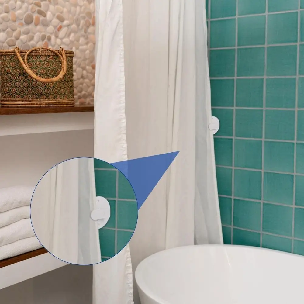 New Self Adhesive Shower Curtain Clips White Plastic Material Curtain Fasteners Waterproof Curtain Clips Home Shower