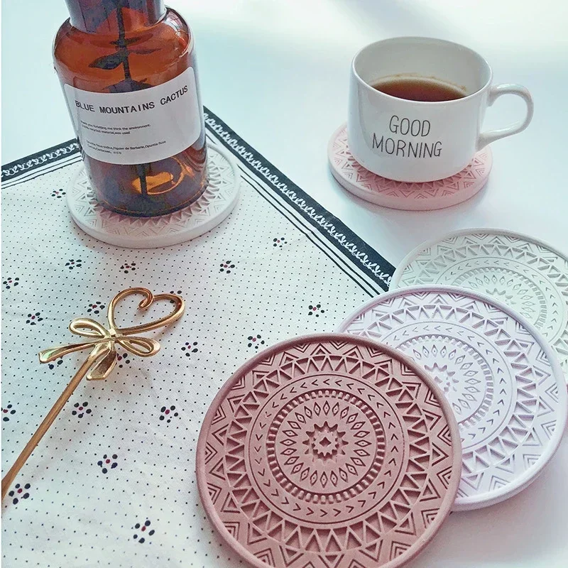 Round Coaster Resin Silicone Mold Coffee Coaster Tray Mold DIY Epoxy Resin Plaster Concrete Wine Glass Cup Mat Mould Home Decor