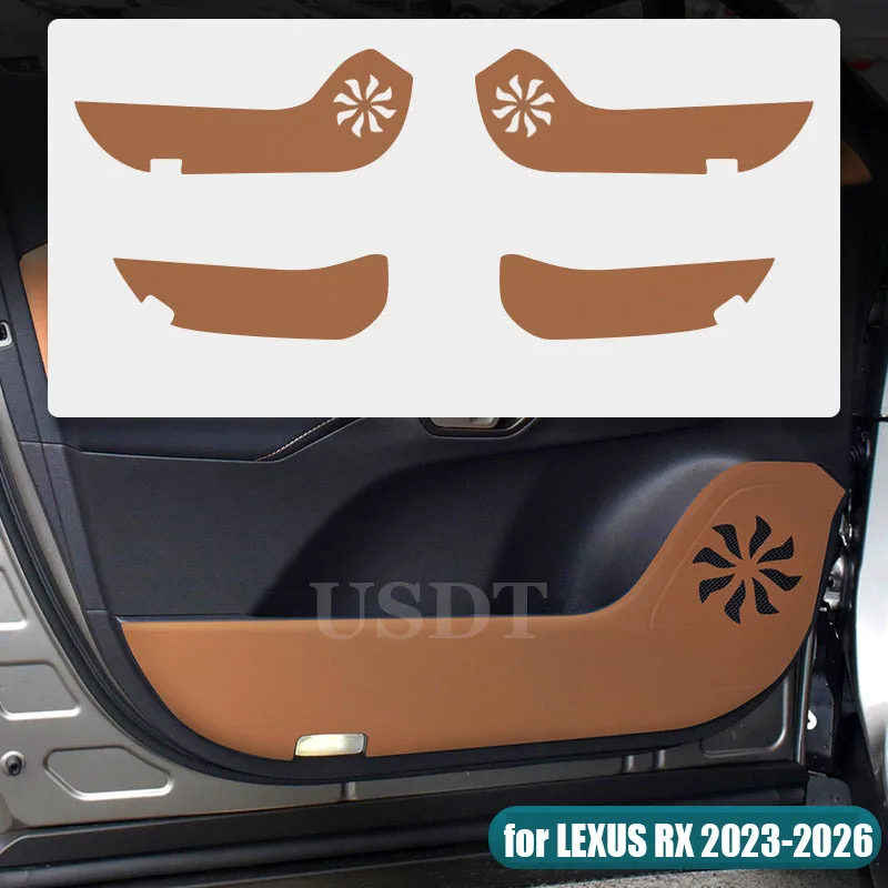 4PCS Fit for Lexus RX RX500 350h 2023 2024 2025 2026 Leather Carbon Fiber Sticker Door Anti Kick Cover Door Sill Protection Mat