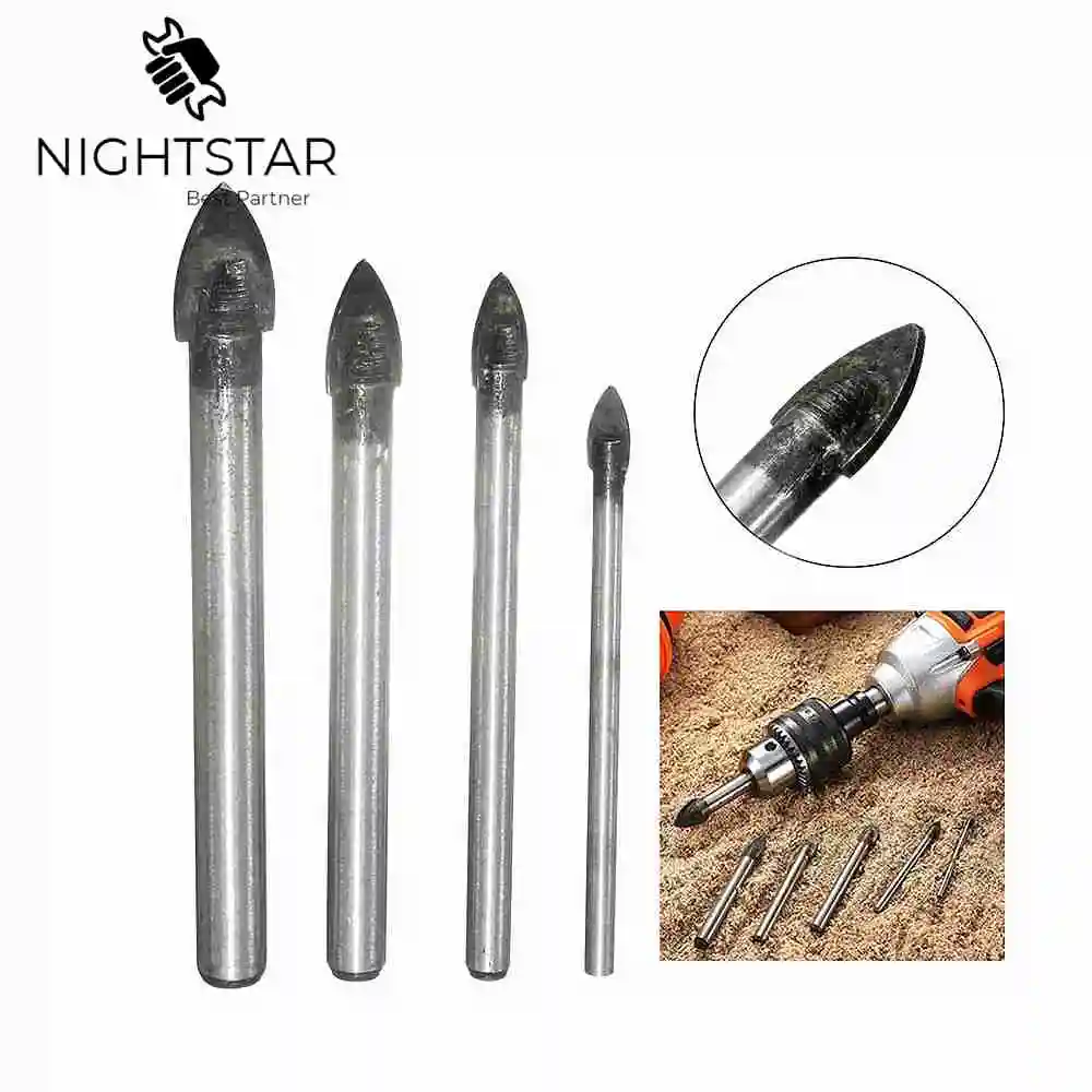 

4Pcs Drill Bit Set Tile Marble Glass Ceramic Hole Saw Drilling Bits For Power Tools 4mm 6mm 8mm 10mm