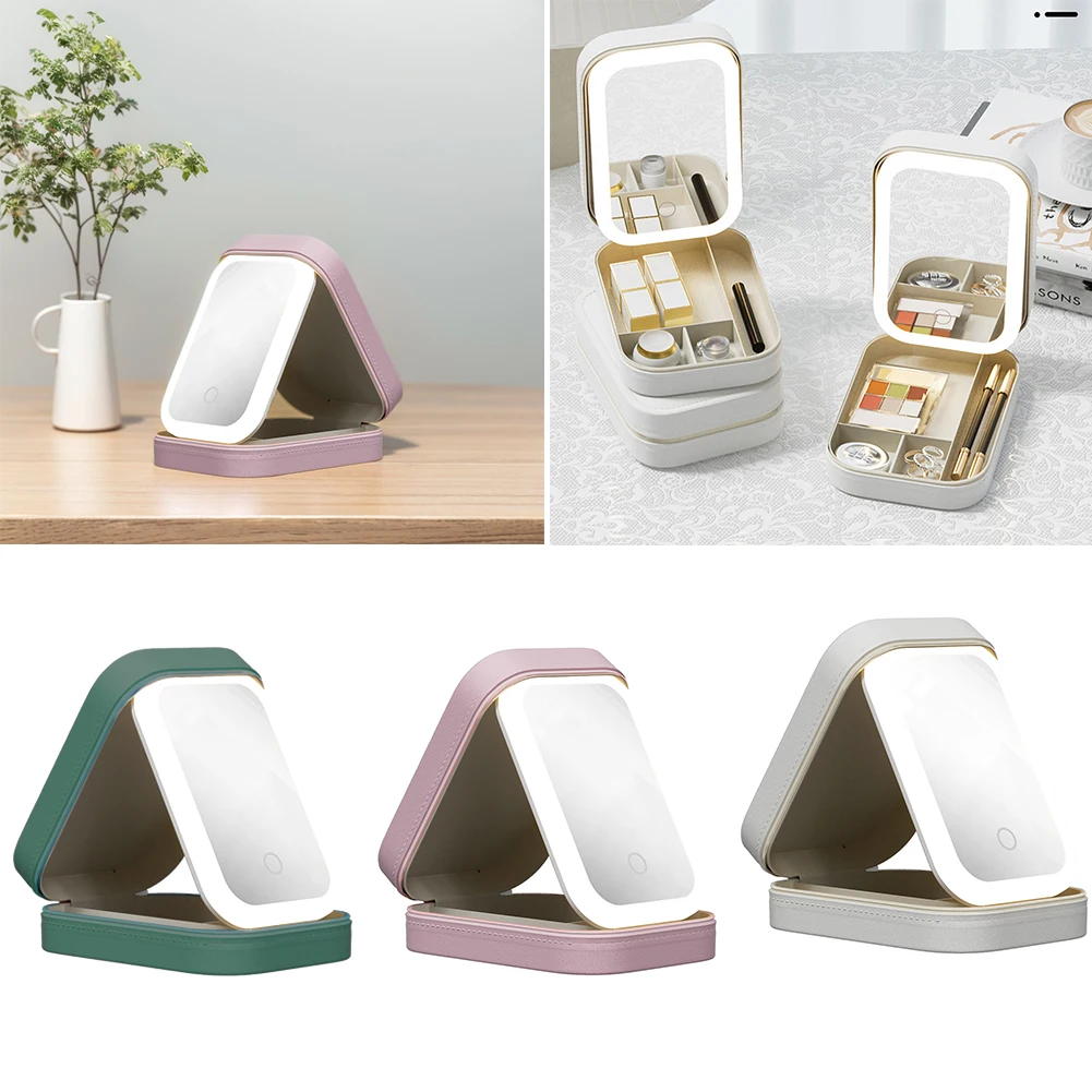 

Модная портативная дорожная косметичка с регулируемой яркостью, простой косметичка с зеркалом, дорожный футляр для макияжа со светодиодной подсветкой, зеркало