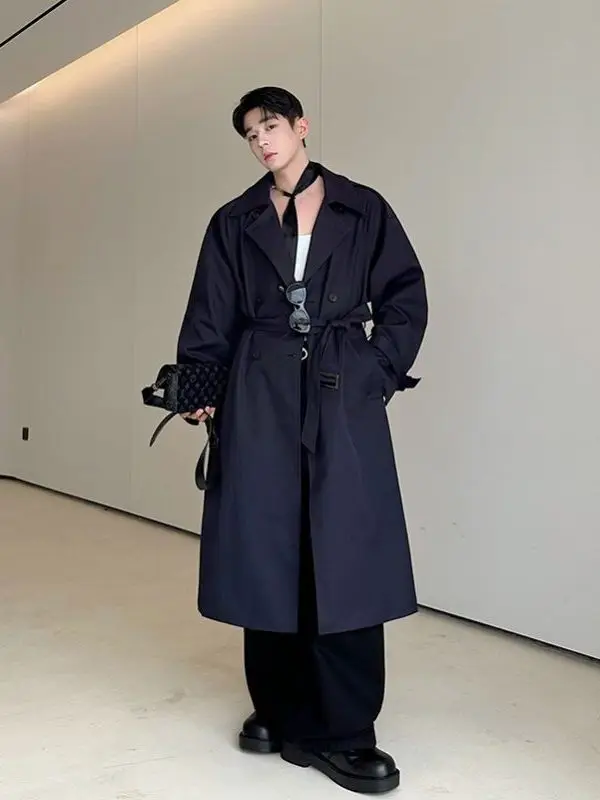 

Ele Long Sve Men's Windbreaker Double Row Buttoned Coat Simple Cool ape Winter Coat Youth Vitali Sle Chinese Pro...