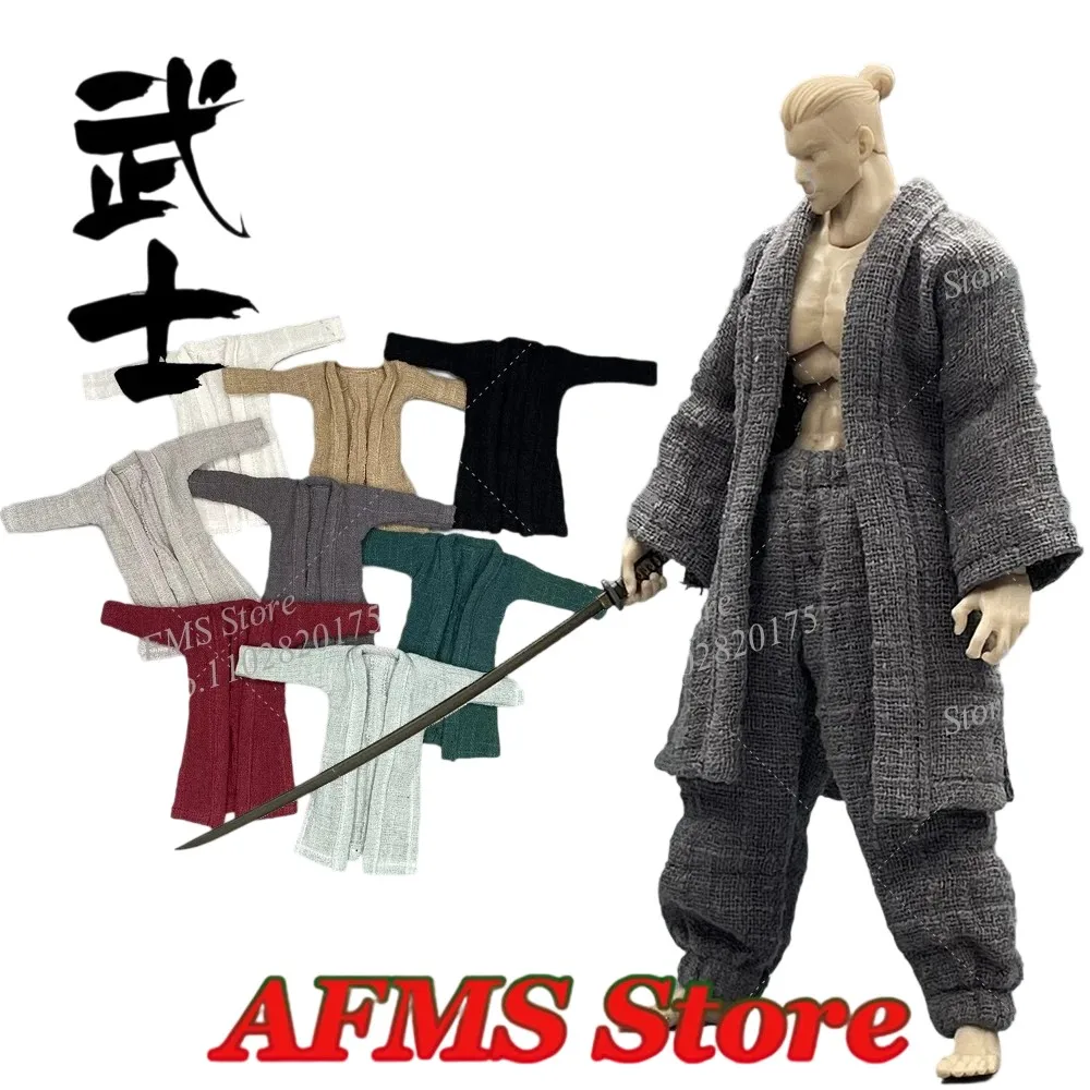 

1/12 Collectible Figure Samurai Robe Japanese Cardigan Coat Pants Martial Arts Uniform Fit 6Inch Men Soldier Action Figure Model