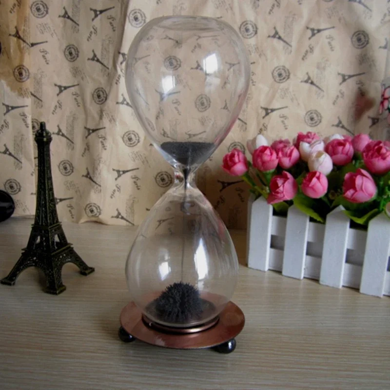 Hand-Blown Hourglass Creative Magnetic Sand Timer Clock, Home Decoration Crafts, Valentine\'s Day Present