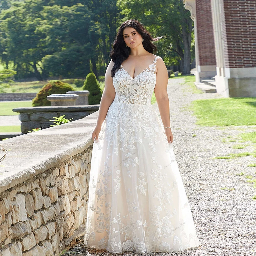 

Plus Size Wedding Dresses with Lace Sleeveless Bridal Gowns for Women Oversize Vestido De Novia 2024 Summer Sleeveless A Line