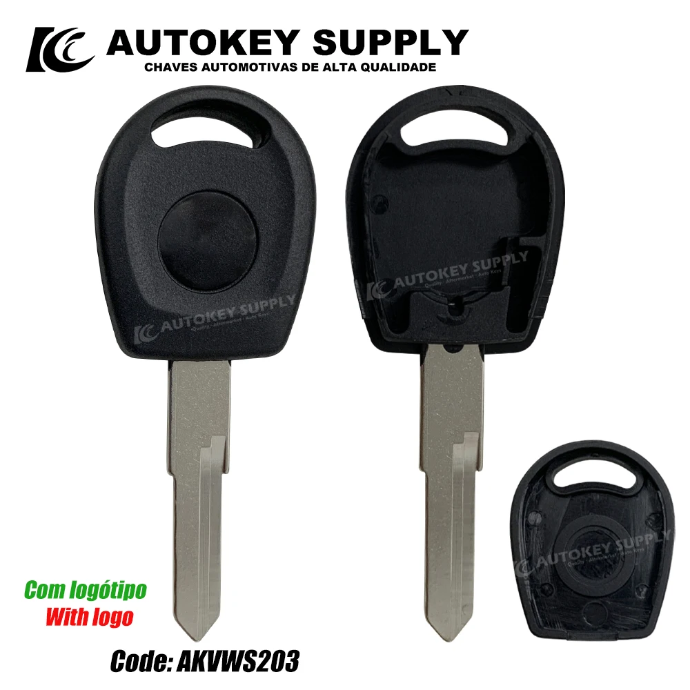 AutokeySupply AKVWS202 AKVWS203 klucz transpondera z wbudowaną powłoką z logo dla VW