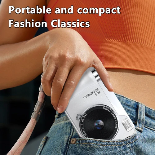 Imagen 2 del producto Cámara CCD Digital 4K, pantalla de 2,4 pulgadas, videocámara de 6,4 millones de píxeles, Zoom 16x para estudiantes, fotografía principiante, batería de larga duración