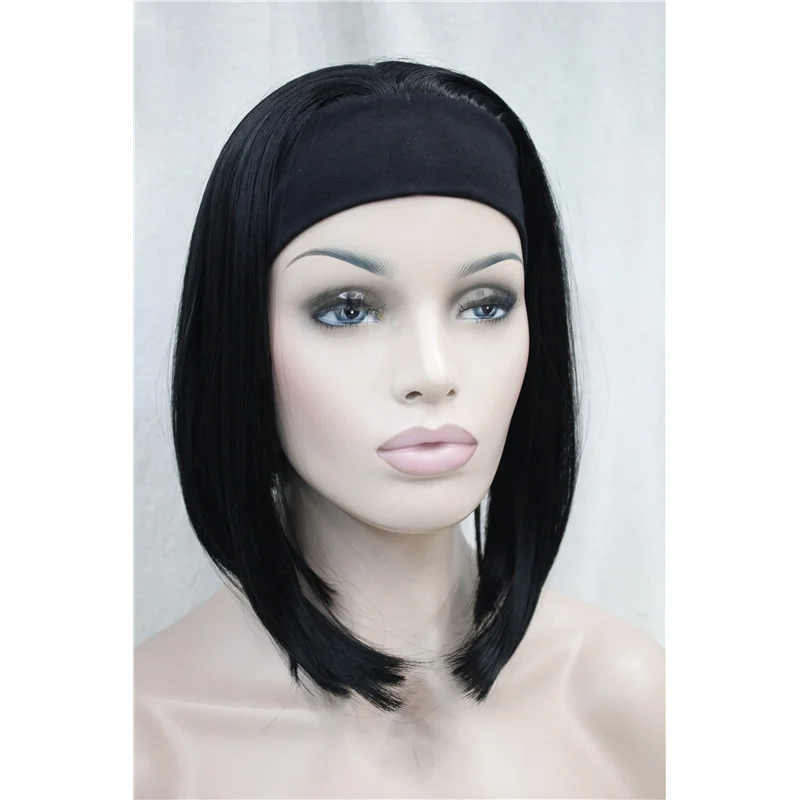 Women Straight Ladies Daily 3/4 Headband Half Natural Hair Wig
