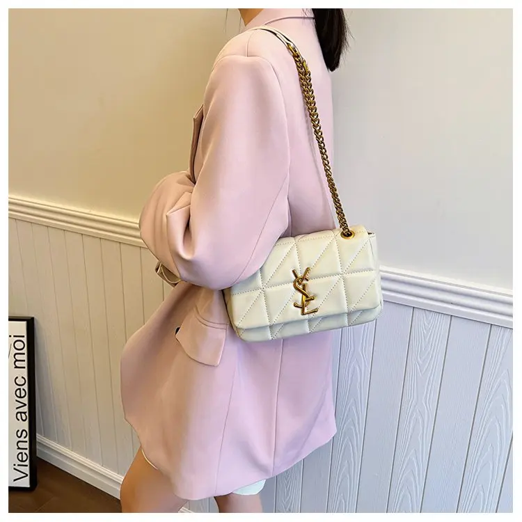 2025 Korean Style Quilted Bag, Soft Leather Crossbody Purse for Women, Chain Strap Shoulder Bag, Chic & Versatile
