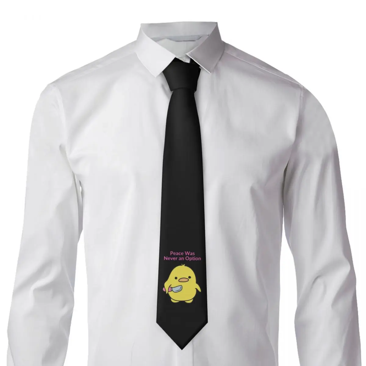 Anatra con coltello La pace non era mai una opzione Cravatta da uomo Cravatte sottili in poliestere di seta Accessori da sposa Cravatta Gravatas classiche
