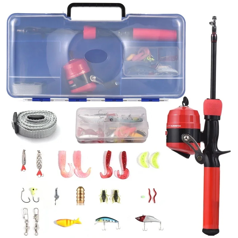 

Kids Fishing Pole And Reel Set Fishing Rod And Reel Combo With Hooks Lures Fishing Accessories With Tackle Box For Boys And