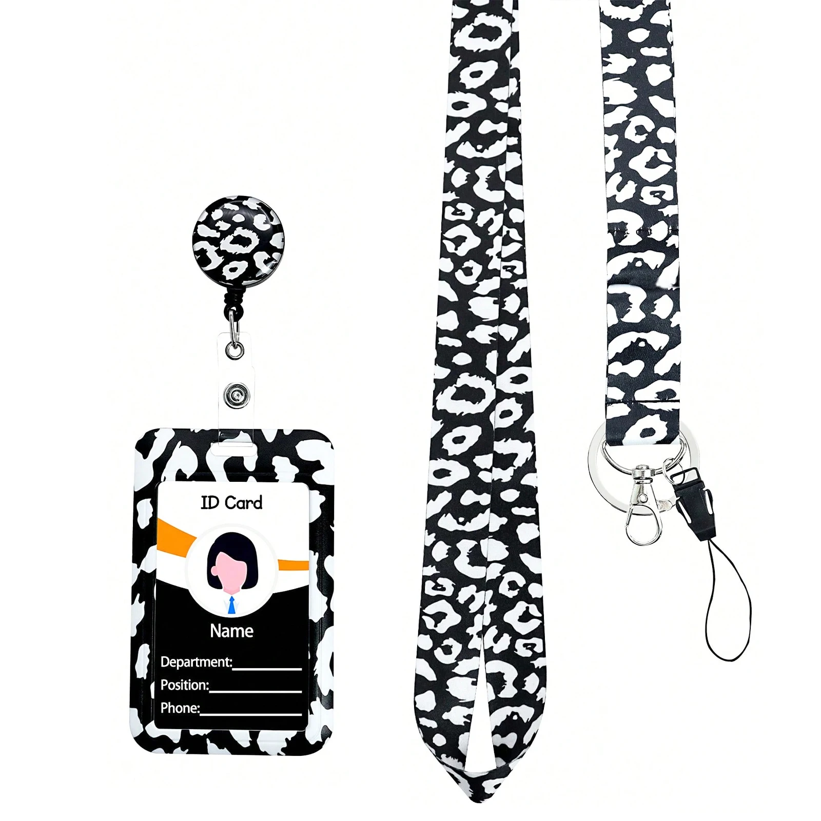 Pink Leopard Breakaway Phone Teacher Lanyard