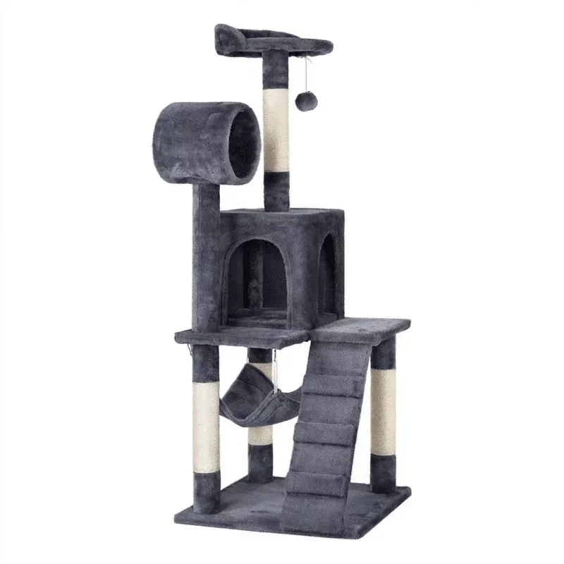 

51" Cat Tree with Hammock and Scratching Post Tower, Dark Gray