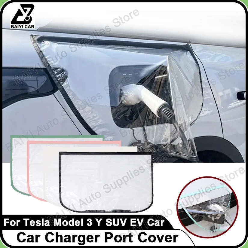 

Electric Vehicle Charger Port Cover, EV Car Accessories for Tesla Model 3 Y SUV, Outdoor Rainproof Protection Dustproof Covers