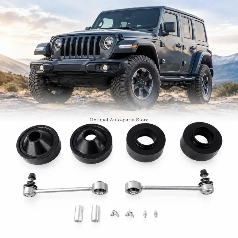 No-Cut Bolt-On Suspension Lift for JK 2-Door & 4-Door Front and Rear Spring Spacers, Extended Front Rods, and Mounting Hardware