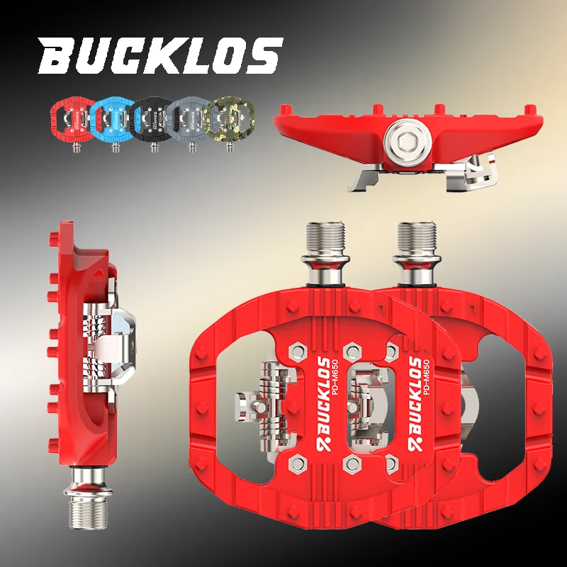 

BUCKLOS Bike Lock Pedals For SPD Nylon Fiber Wear-resistant MTB Pedal 9/16 Dual Function Non-slip Durable Bike Pedals Bike Parts