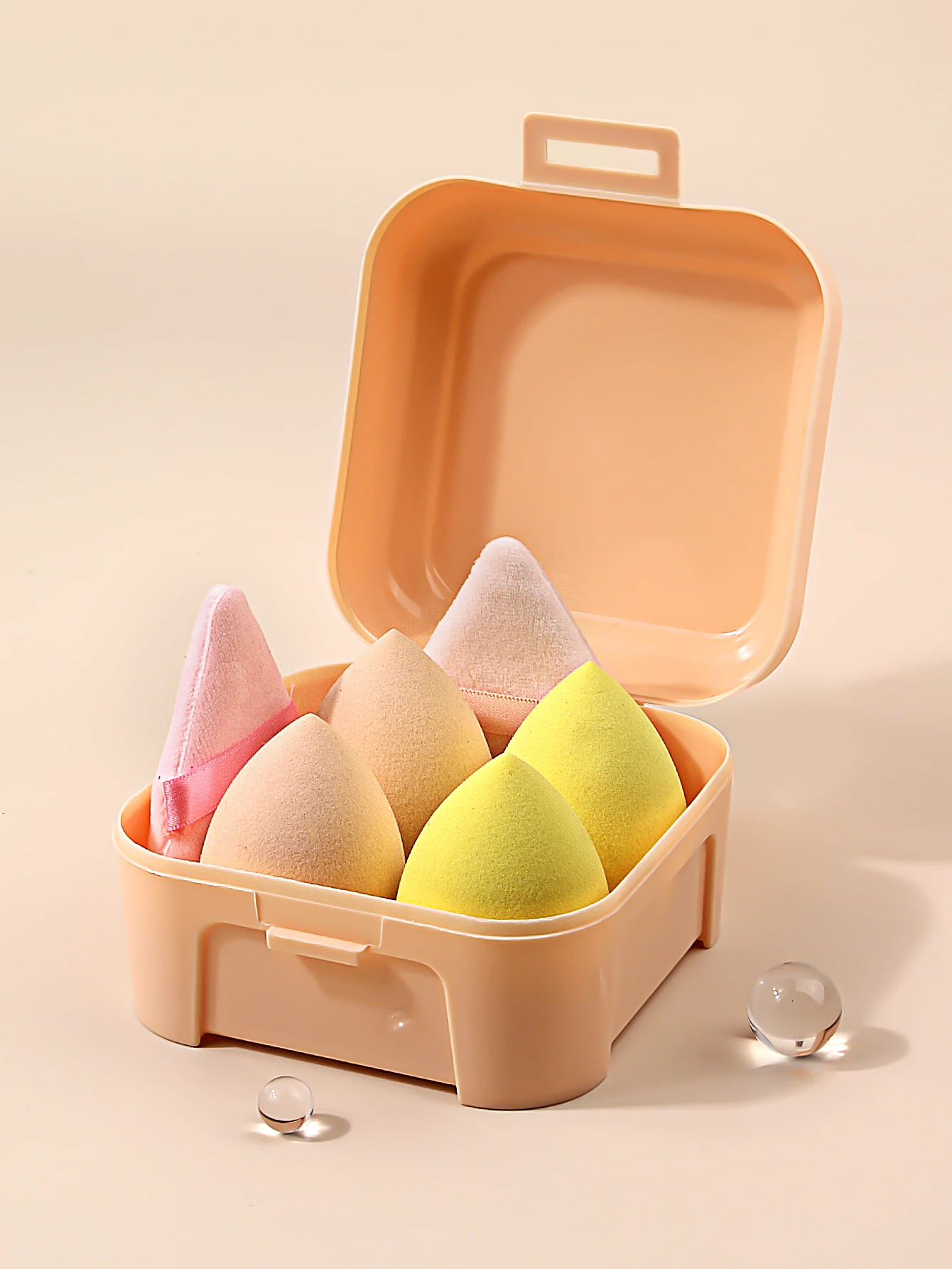 6PCS Portable boxed makeup sponge egg triangular powder puff, a soft dry and wet dual-purpose facial makeup tool