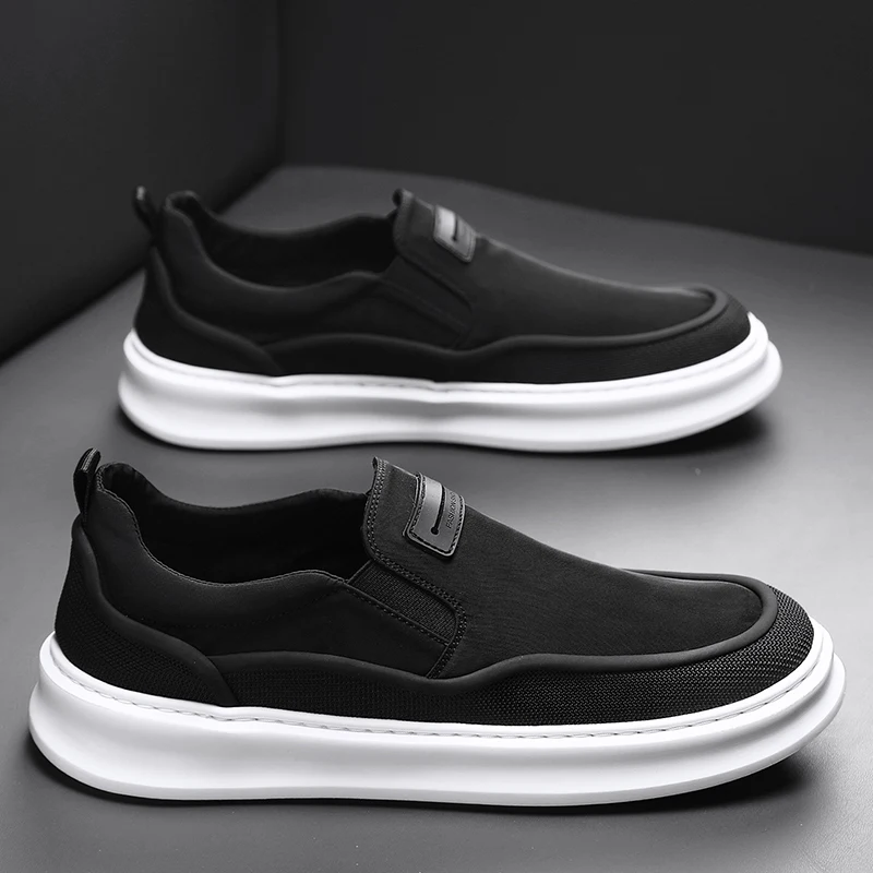 

Summer Black Men's Loafers Platform Canvas Slip-on Shoes For Man Comfy Driving Casual Shoes Man Espadrilles zapatos para hombre