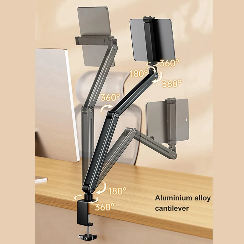 Tablet Stand Aluminum Alloy Foldable 360 Rotation Compatible With 4.7-12.9Inch Tablet