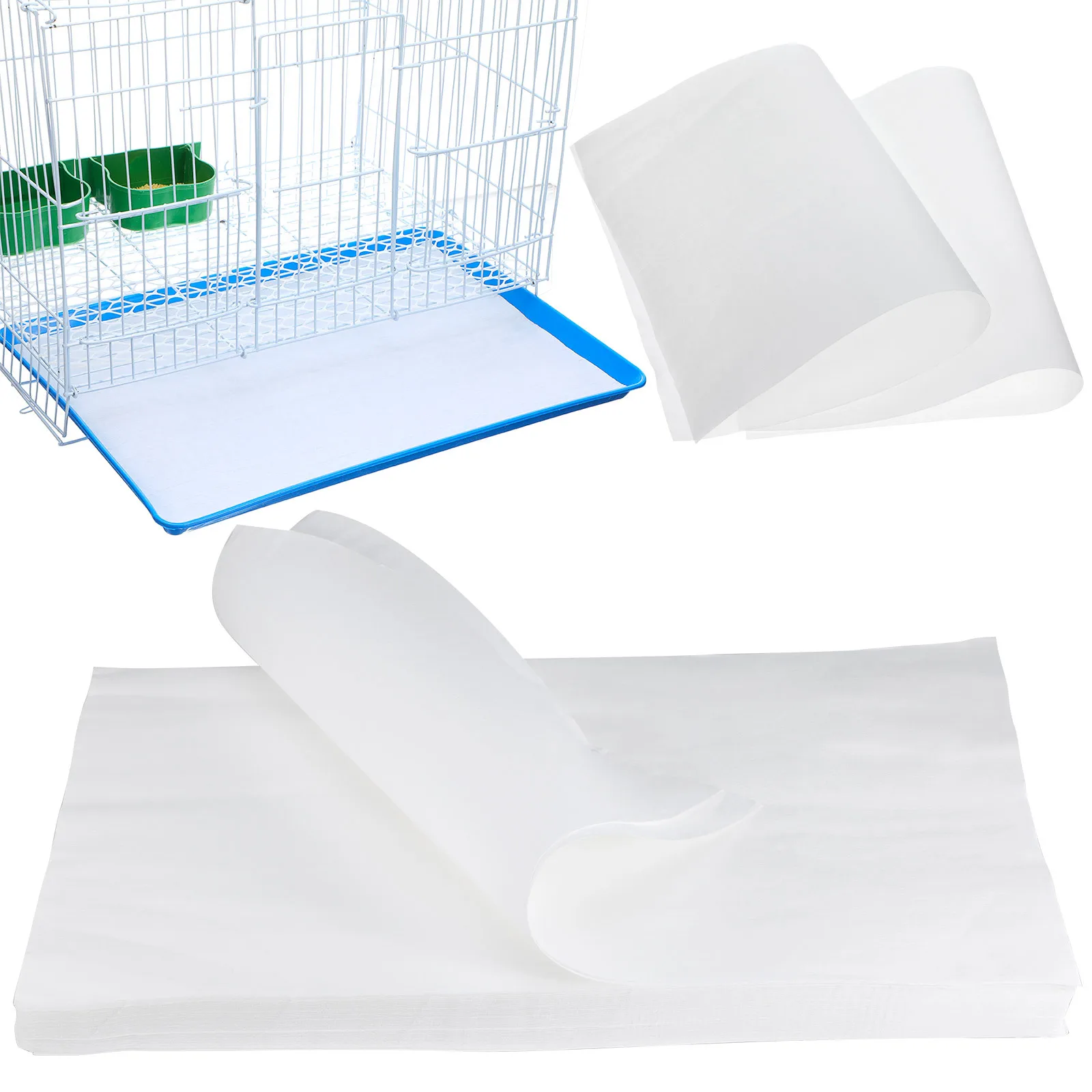 

100Pcs Bird Cage Liner Paper Mat Reusable Quality Strong Absorbency Ideal Gift for Bird Pet Owners Cage Accessories