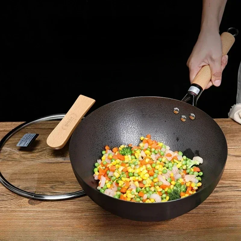 30cm Gioia Cast Iron Wok 11cm Deepened Non-coating Household Cookware Frying Pot General Use for Induction Cooker Gas Stove