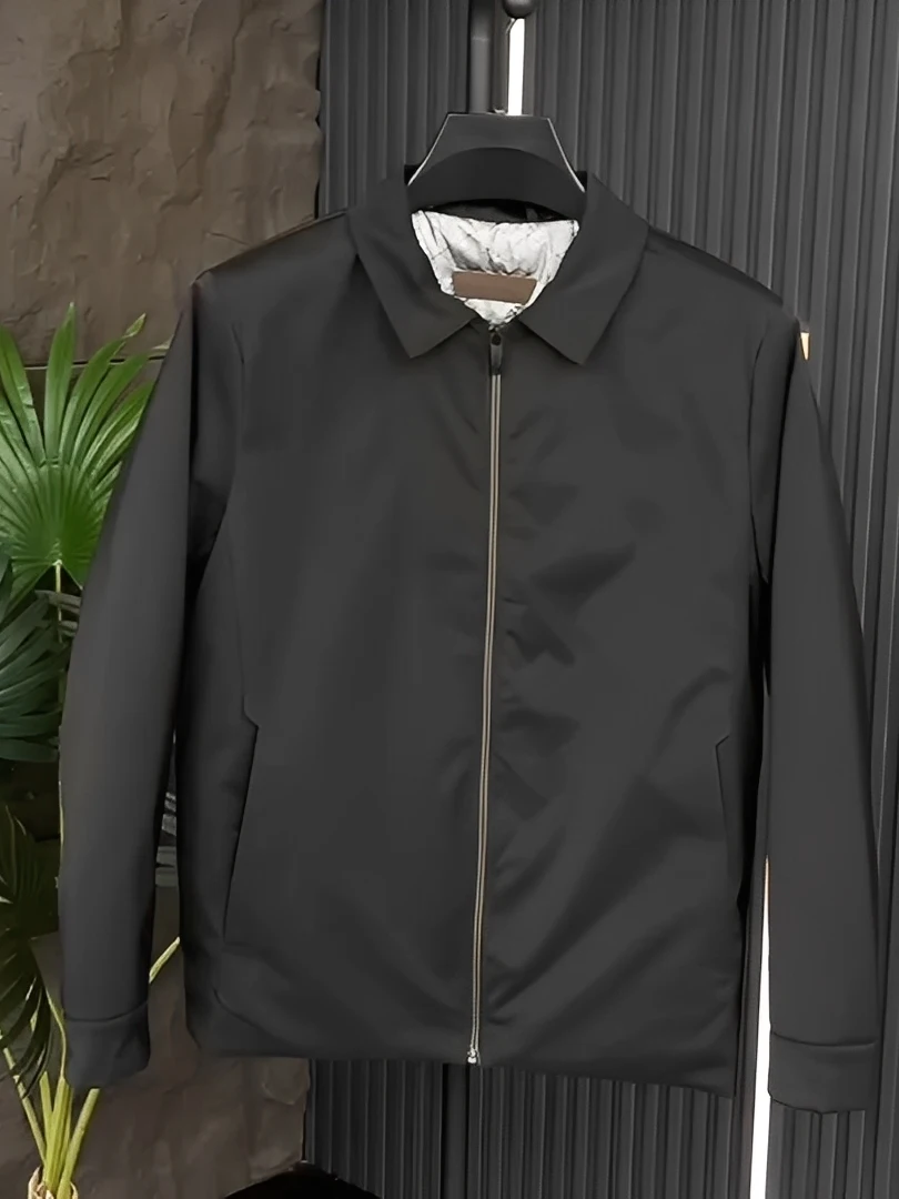 

Модная повседневная хлопковая куртка с длинными рукавами для мужчин, весна-осень, новая модель, с полиэстеровым наполнителем, приталенный крой, молодежная, популярная.