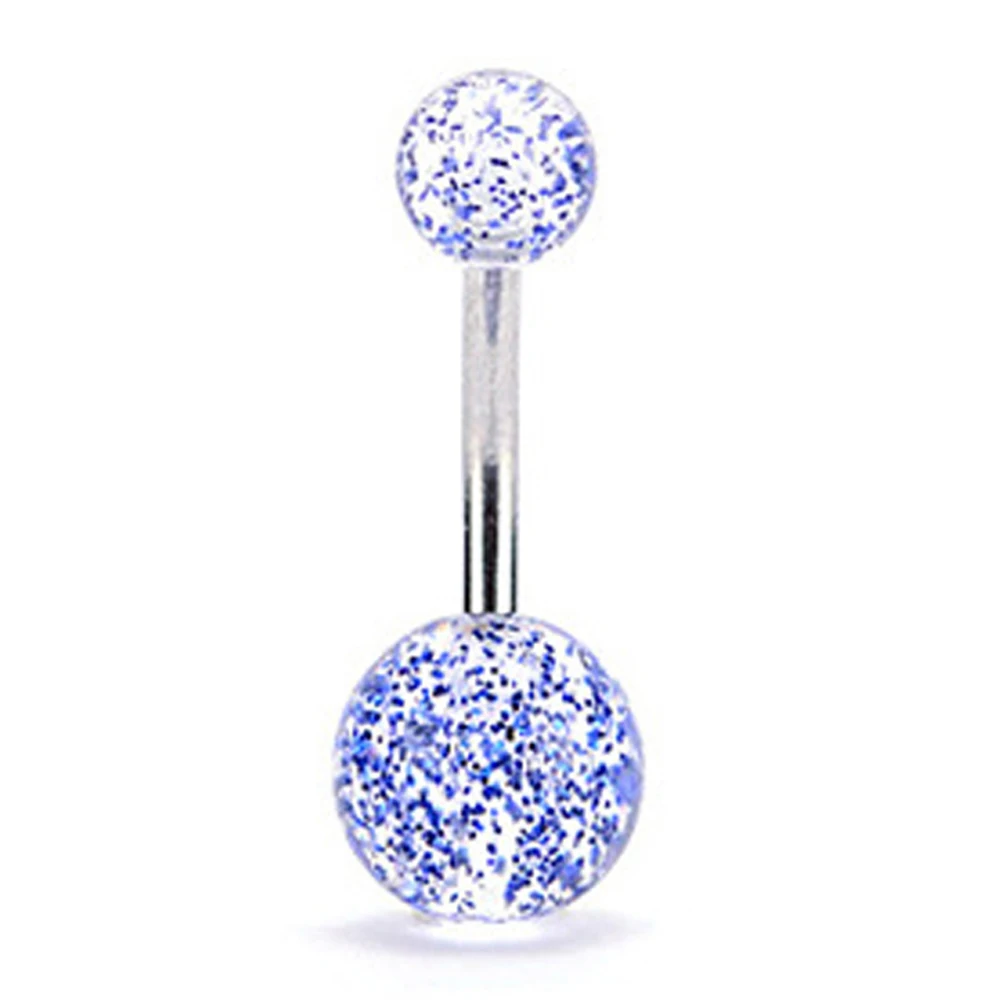 WKOUD 1Pcs/4Pcs Belly Button Rings Stainless Steel Navel Rings 4 Style For Women Girls 14G Body Piercing Blue