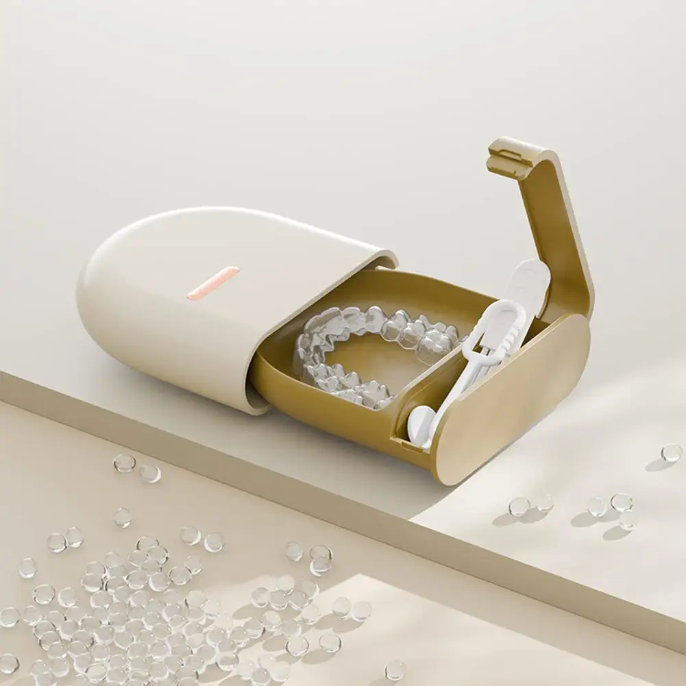 نصف دائرة قابلة للسحب صندوق صينية الأسنان المحمولة غير مرئية علبة الأسنان صندوق تخزين الأسنان كاذبة المحمولة صندوق جمع الأسنان #3