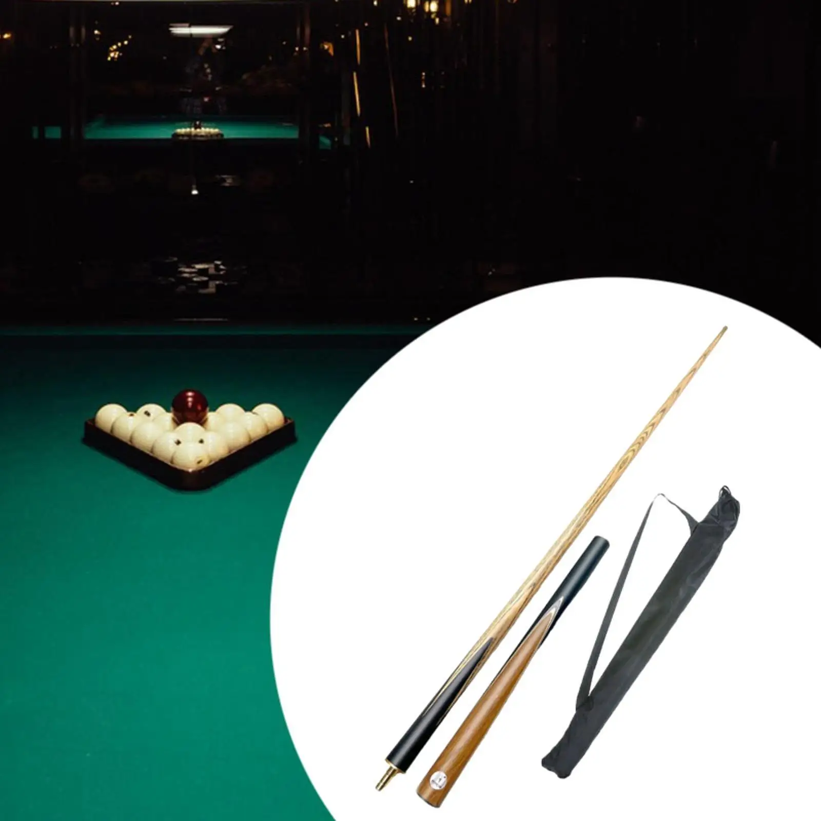 1/2 Split Billiard Pool Cue Billiard Cue Stick Handcraft Supplies Professional Snooker Pool Cue with Storage Pouch for Adults