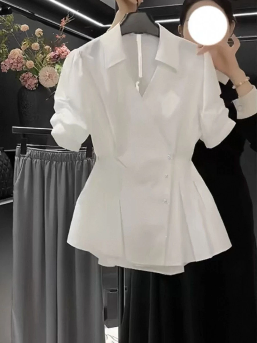 Plus Size V-Ne Bubble Sve irt Zomer Nieuwe Sle Taille-Knijpen Rok Zoom Top voor Mollige Vrouwen Ele woon-werkverkeer Faion