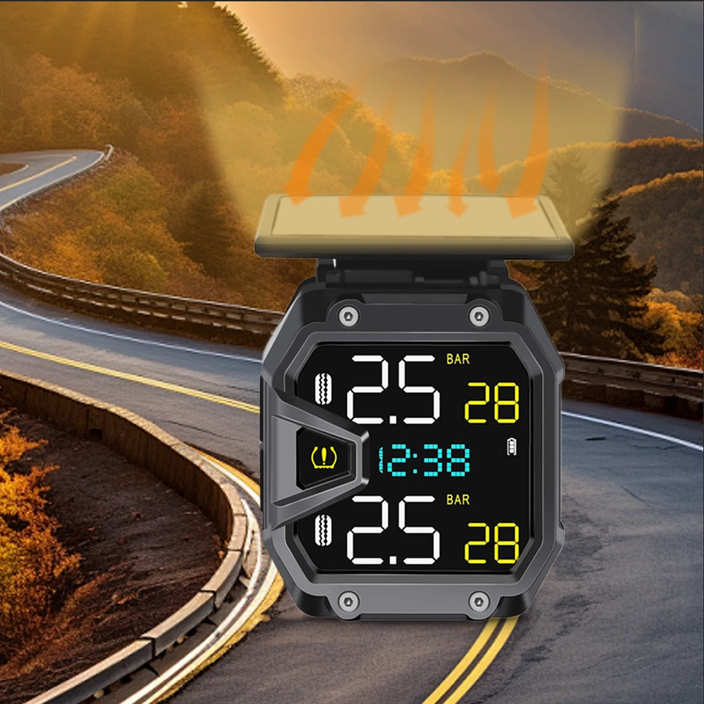 เซ็นเซอร์ความดันอากาศรถจักรยานยนต์แบบเรียลไทม์ TPMS ไร้สาย สำหรับตรวจวัดแรงดันลมยาง สำหรับกิจกรรมกีฬาปั่นจักรยานกลางแจ้ง