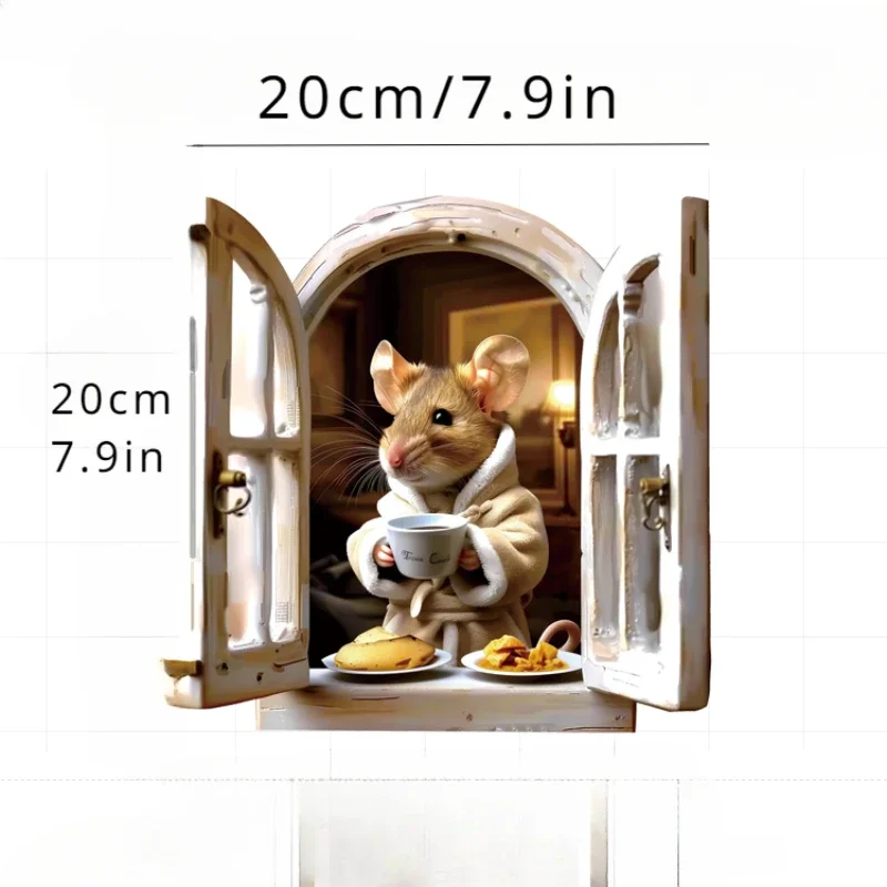 Cartoon 3D Stickers Drinking Coffee Mouse Sticker Kawaii Toilet Stickers Waterproof Bathroom Decor Vinyl Decals Home Decoration