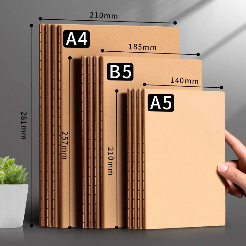 A5 B5 A4 Notebook Student Workbook Kraft Paper Notepad Inner Page Blank Horizontal Line Grid Optional Exercise Book For Student