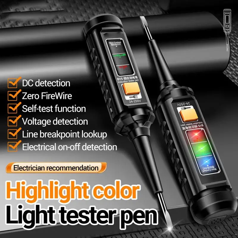 Voltage Tester Pen 24-250V AC Volt Tester Pen Intelligent Induction Audible And Flashing LED Alarms Electrician Tools Wire